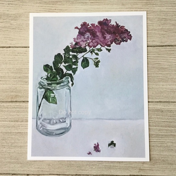 Floral mason jar original painting print - Picture 2 of 2